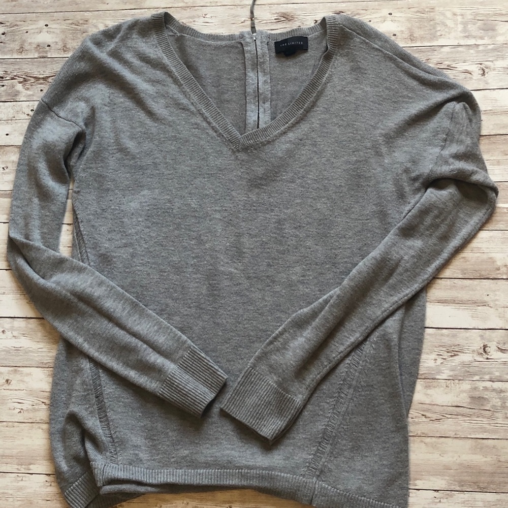 The Limited Gray detailed long sleeve sweater